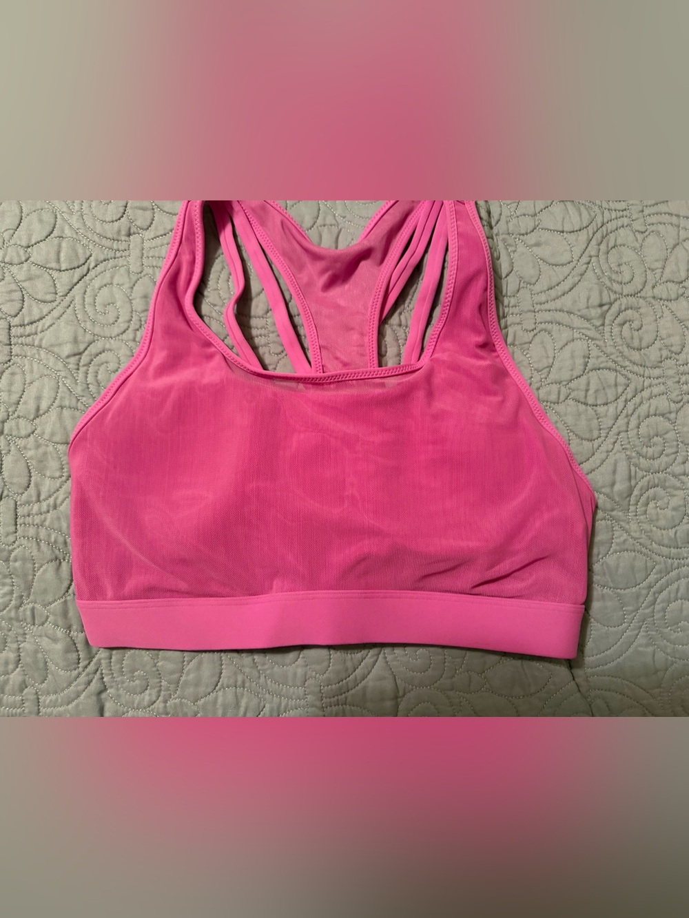 Fabletics Electric Orchid Strappy Mesh Sports Bra Size M NWT
